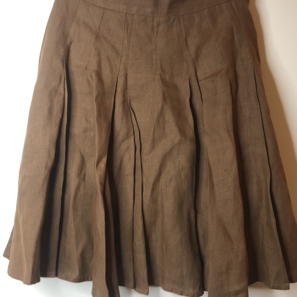 VINTAGE ECRU PARIS BROWN PLEATED SKIRT - Picture 3 of 6